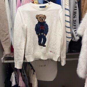 Ralph Lauren Cream Sweater with Bear Motif